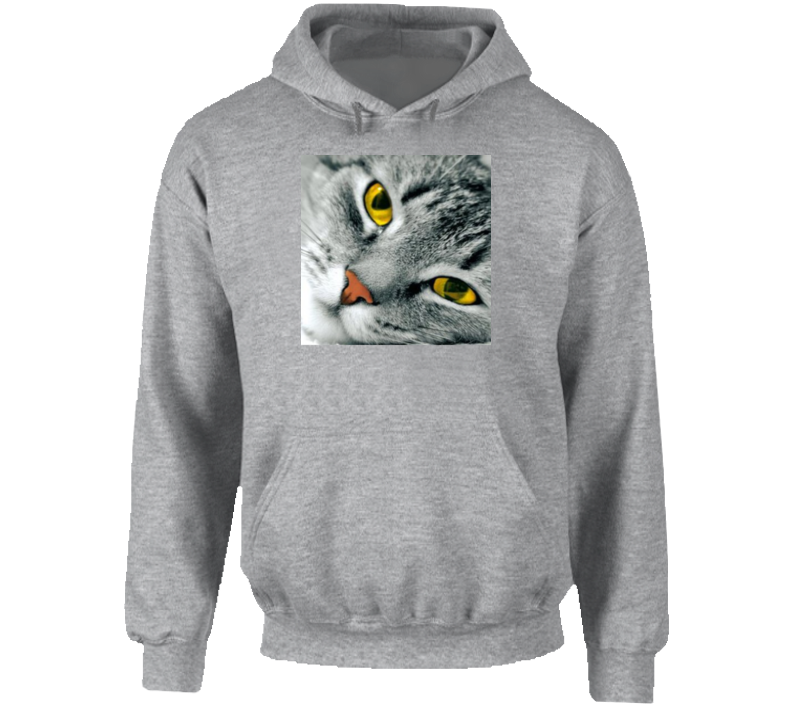 Grey Cat Eyes Gift Kitten Hoodie