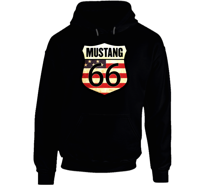 Mustang 66 Route 66 Style Sign Vintage American Gift Hoodie