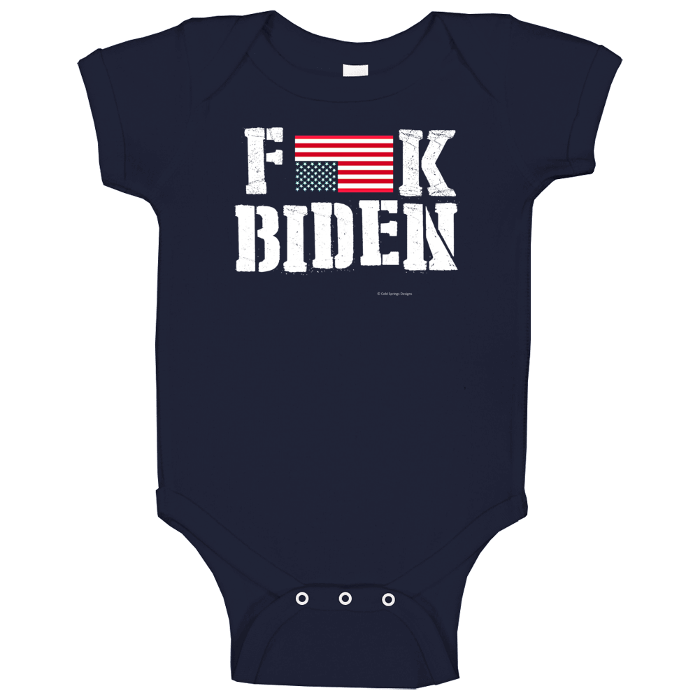 F*k Biden American Flag In Distress No Joe Biden President Baby One Piece