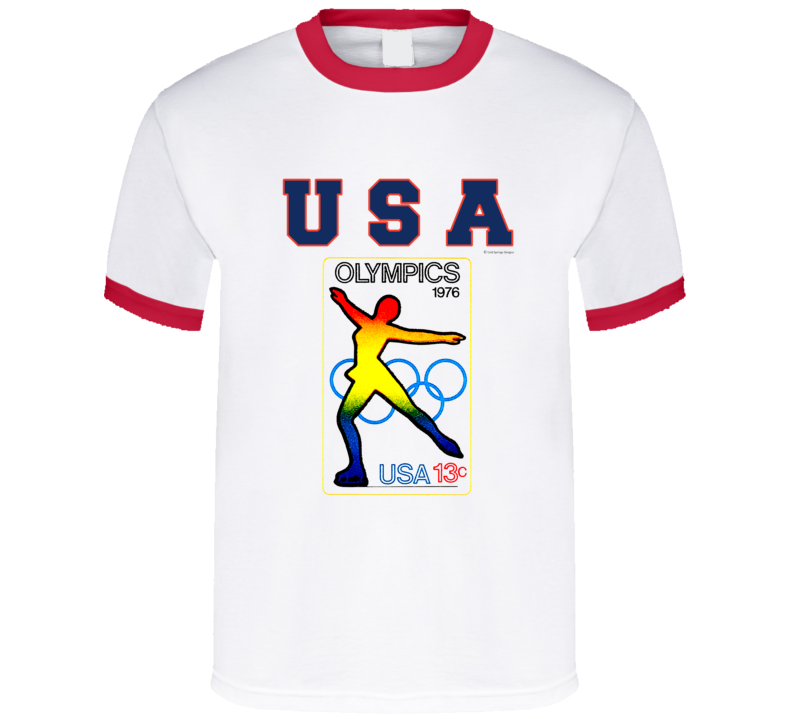 Usa1976 Olympic Figure Skating Winter Postage Stamp 13 Cent T Shirt Usa1976 Olympic Figure Skating Winter Postage Stamp 13 Cent T Shirt