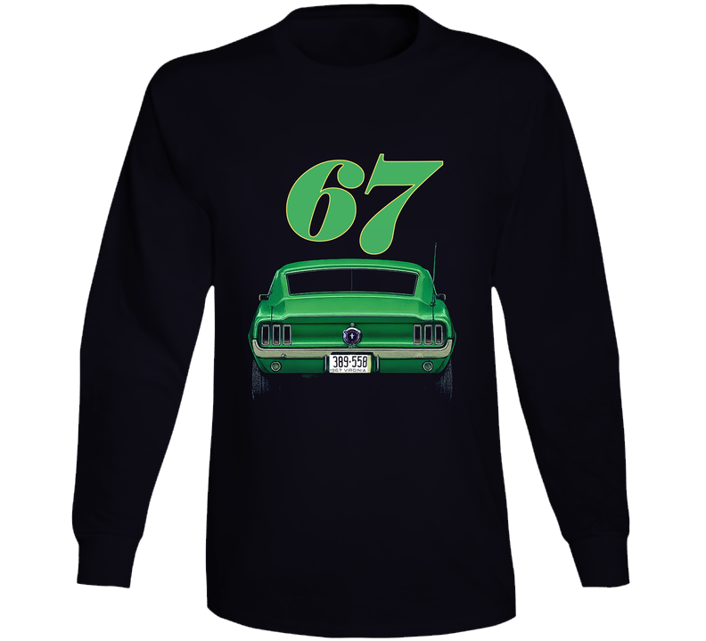 67 Mustang Fastback Rear View Lime Gold Classic Muscle Pony Car Gift Long Sleeve T Shirt 67 Mustang Fastback Rear View Lime Gold Classic Muscle Pony Car Gift Long Sleeve T Shirt