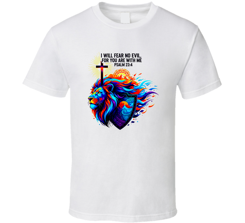 I Will Fear No Evil Psalm 23 4 Christian Bible Gift Jesus Saves T Shirt