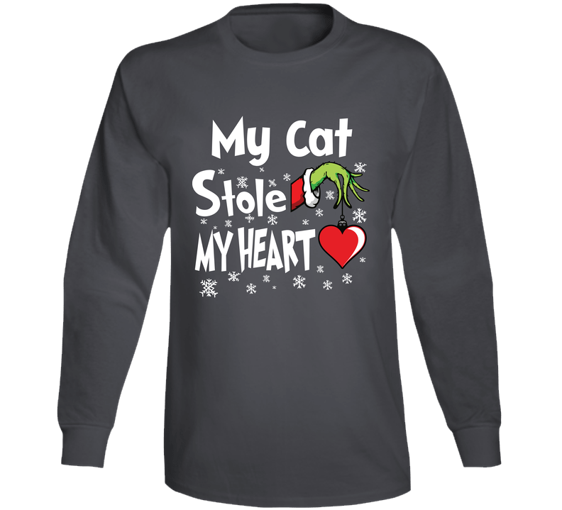 My Cat Stole My Heart Christmas Holiday Funny Cats Gift Long Sleeve T Shirt