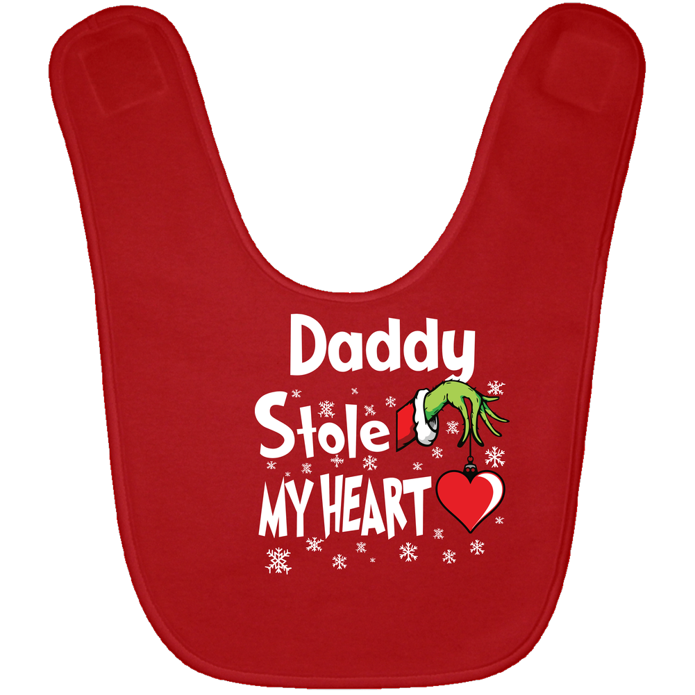 Daddy Stole My Heart Funny Christmas Holiday Dad Gift Baby Bib
