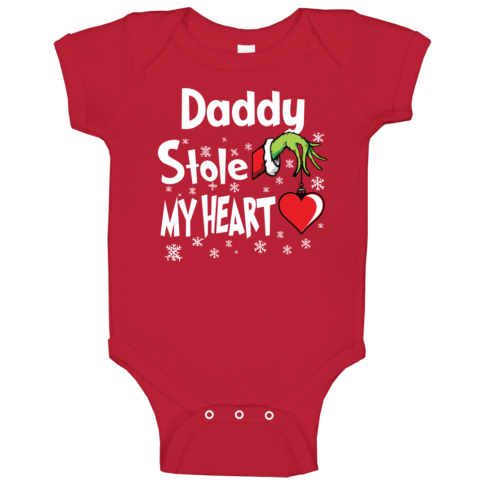 Daddy Stole My Heart Funny Christmas Holiday Dad Gift Baby One Piece