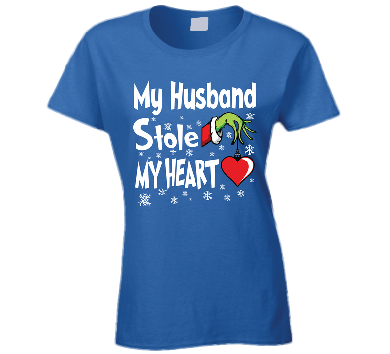 My Husband Stole My Heart Christmas Holiday Funny Santa Gift Ladies T Shirt
