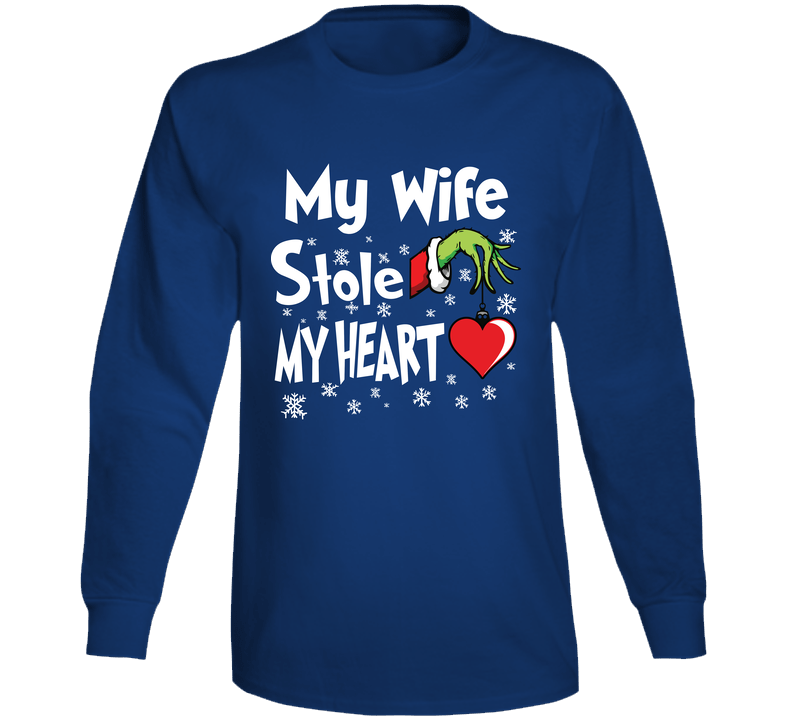 My Wife Stole My Heart Christmas Holiday Funny Santa Gift Long Sleeve T Shirt