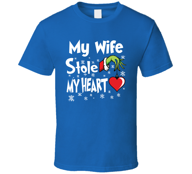 My Wife Stole My Heart Christmas Holiday Funny Santa Gift T Shirt