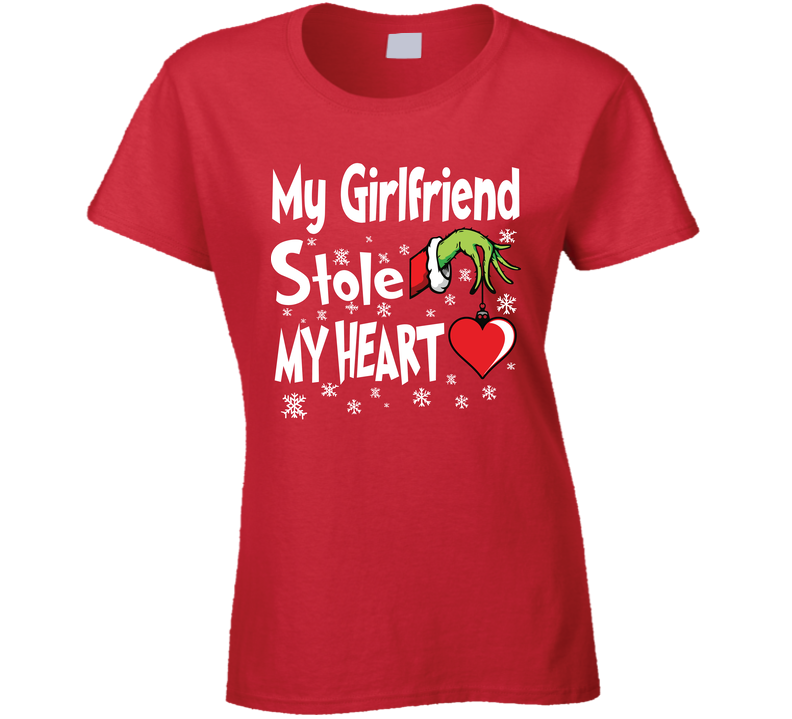 My Girlfriend Stole My Heart Christmas Holiday Funny Santa Gift Ladies T Shirt