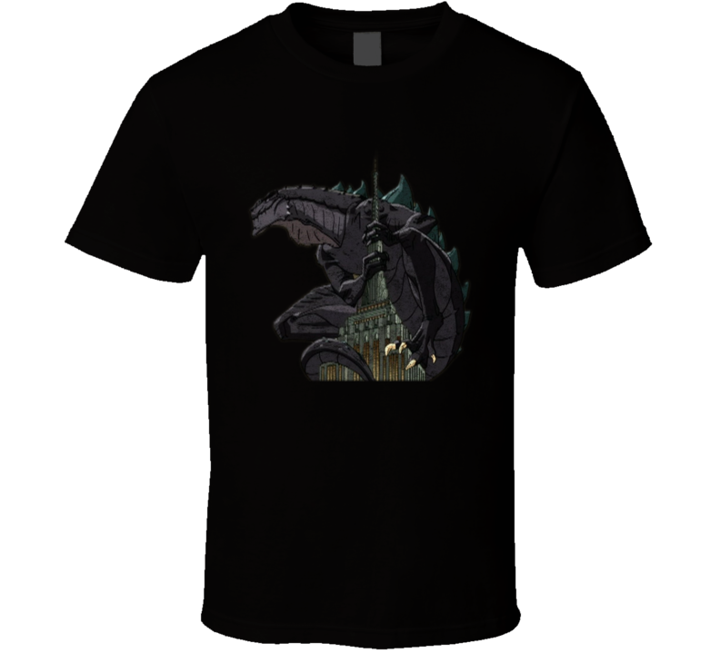 Godzilla Animated Series Climbing Tower Grunge T Shirt