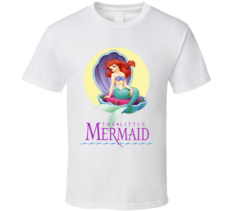 The Little Mermaid Clam Shell 90s Kids Tv Show Cartoon T Shirt