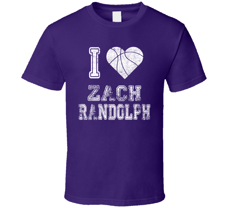 I Love Zach Randolph Sacramento Basketball Team Player Fan T Shirt