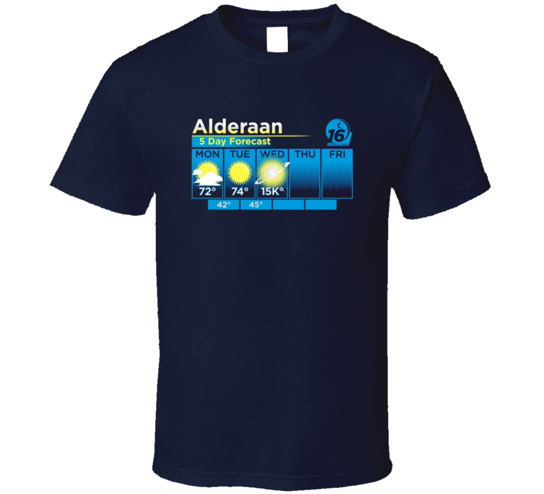 Alderaan 5 Day Weather Forecast Explosion Star Wars New Hop Sci Fi Movie Funny Fan T Shirt Alderaan 5 Day Weather Forecast Explosion Star Wars New Hop Sci Fi Movie Funny Fan T Shirt