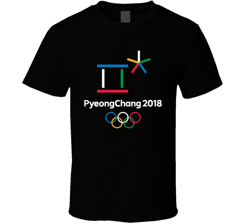 Pyeongchang 2018 Winter Olympics Logo Cool Fan For Black T Shirt Pyeongchang 2018 Winter Olympics Logo Cool Fan For Black T Shirt