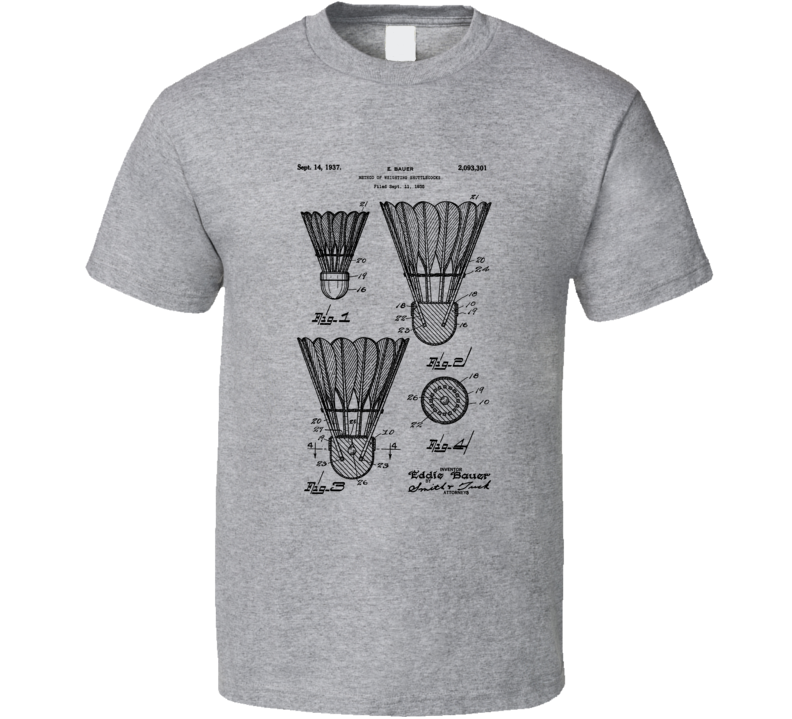 Badminton Birdie Shuttlecock Patent Cool Hobby T Shirt Badminton Birdie Shuttlecock Patent Cool Hobby T Shirt