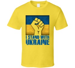 I Stand With Ukraine Raised Fist Support Yellow T Shirt 39216795