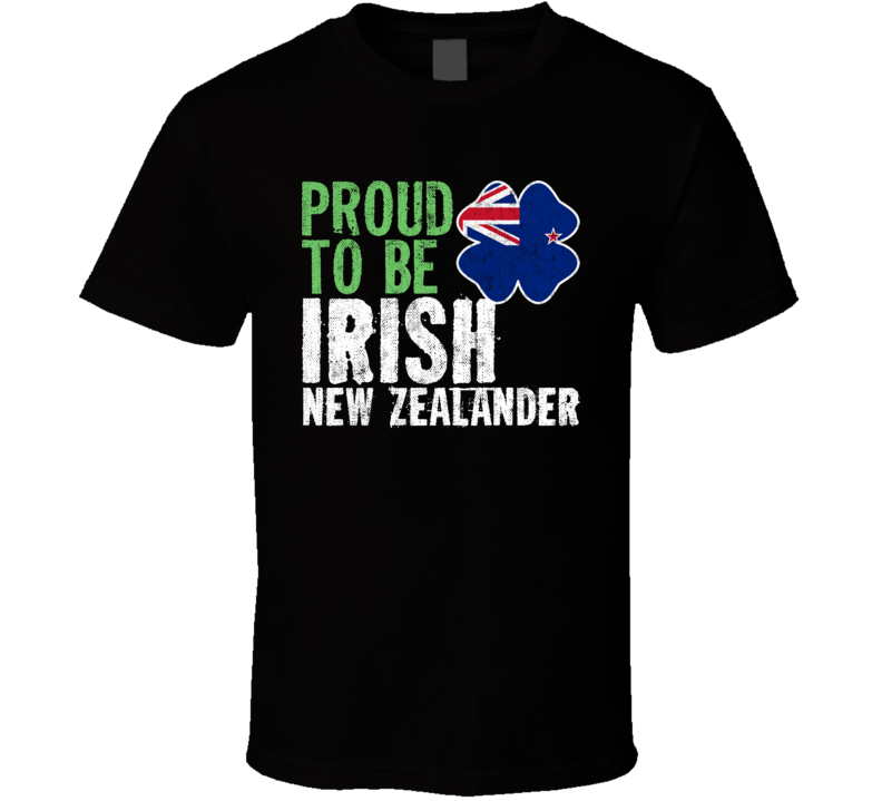 Proud To Be Irish New Zealander Worn Look T Shirt