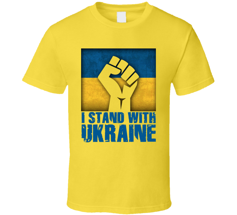 I Stand With Ukraine Raised Fist Support Yellow T Shirt I Stand With Ukraine Raised Fist Support Yellow T Shirt