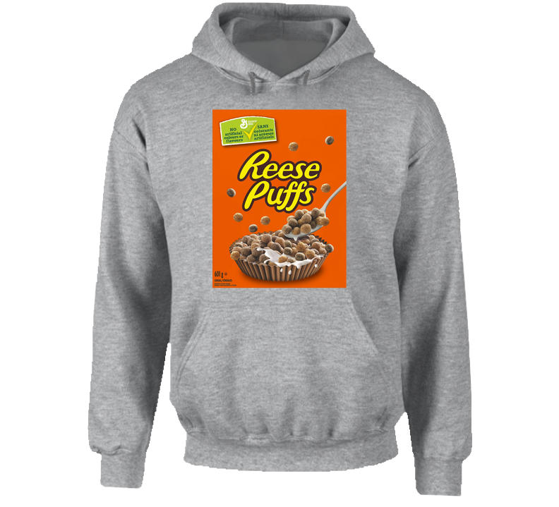 Reese's Puffs Box Greatest Cereal Of All Time Breakfast Fan Foodie Hooded Sweatshirt Hoodie