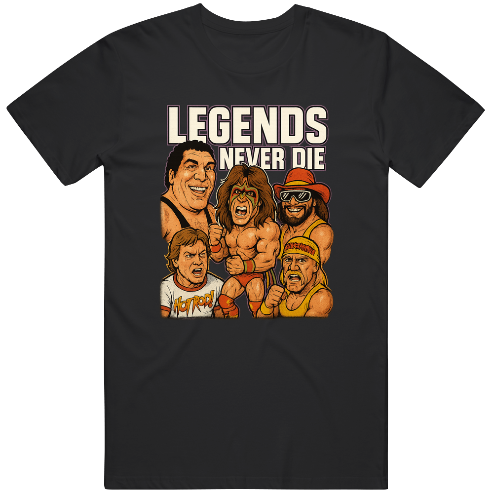 Legends Never Die Hulk Andre Rowdy Warrior Vintage Retro Caricature Tee T Shirt Legends Never Die Hulk Andre Rowdy Warrior Vintage Retro Caricature Tee T Shirt