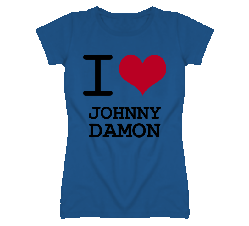 Johnny Damon Kansas Sports I Love Heart Ladies Tee T Shirt