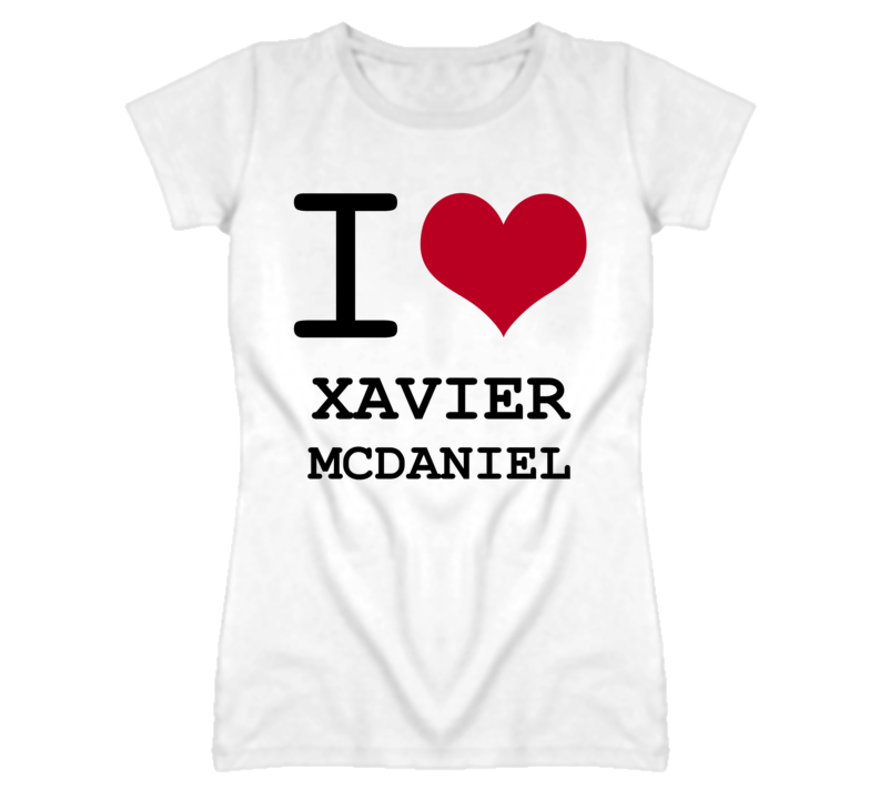 Xavier Mcdaniel Kansas Sports I Love Heart Ladies Tee T Shirt