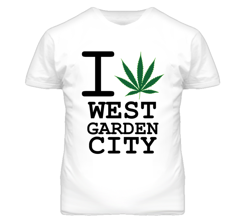 West Garden City Kansas I Heart Love Weed Marijuana Green T Shirt