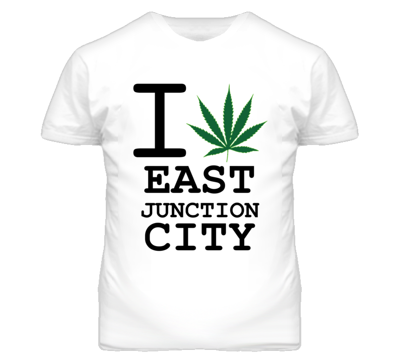 East Junction City Kansas I Heart Love Weed Marijuana Green T Shirt