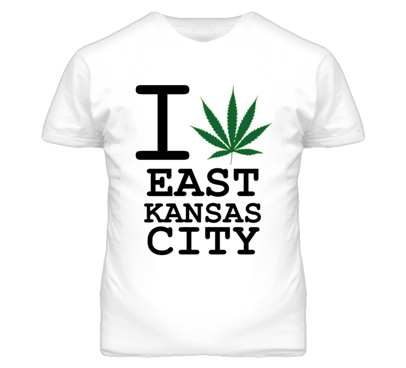 East Kansas City Kansas I Heart Love Weed Marijuana Green T Shirt