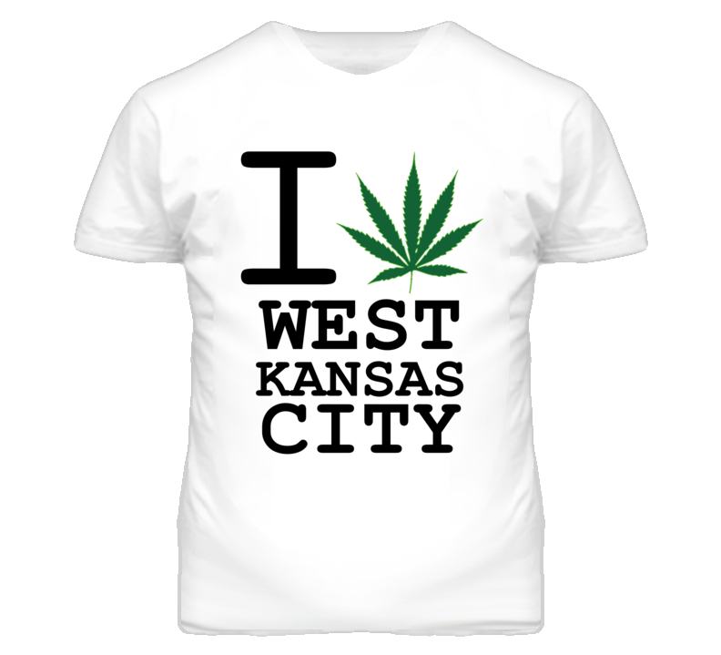 West Kansas City Kansas I Heart Love Weed Marijuana Green T Shirt