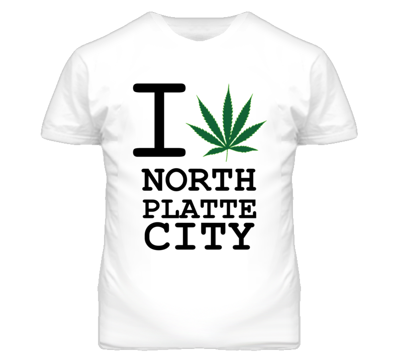 North Platte City Missouri I Heart Love Weed Marijuana Green T Shirt