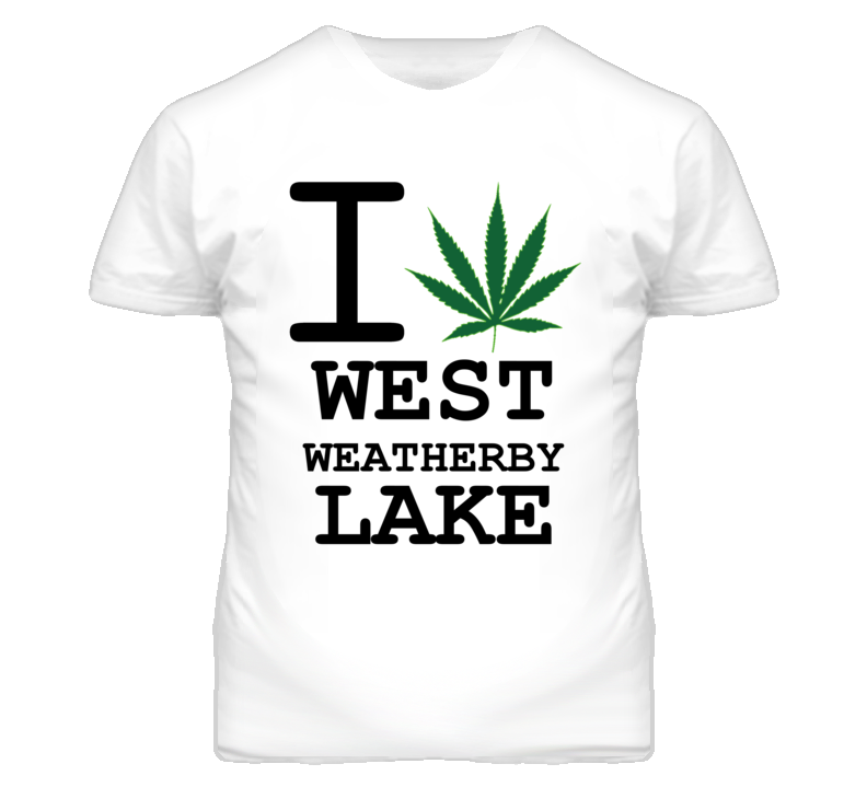 West Weatherby Lake Missouri I Heart Love Weed Marijuana Green T Shirt