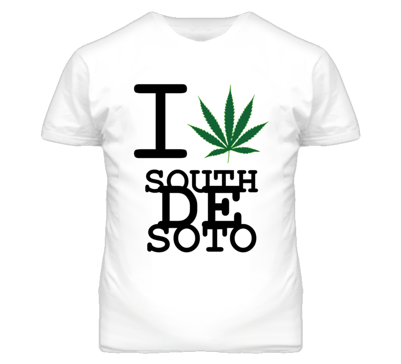 South De Soto Kansas I Heart Love Weed Marijuana Green T Shirt