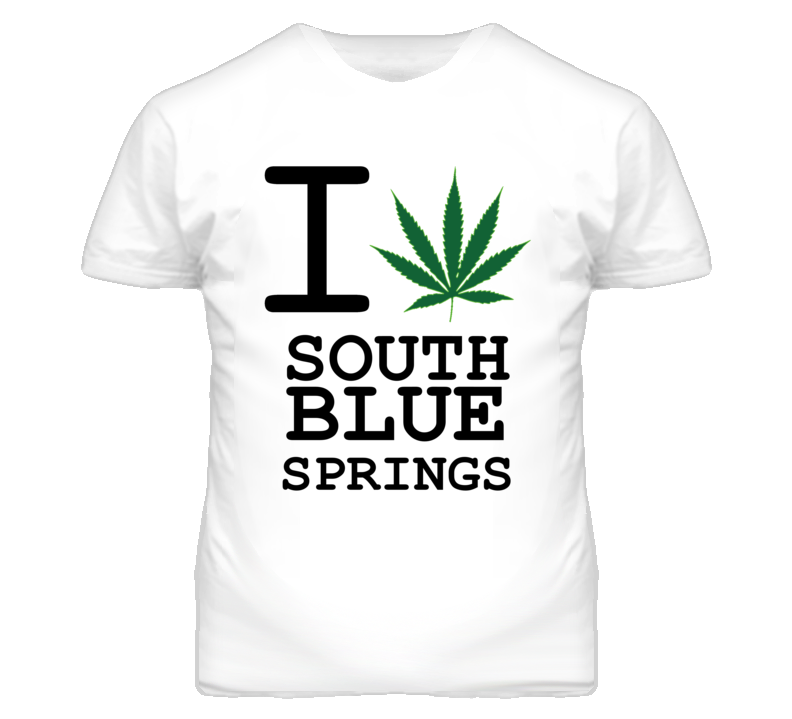 South Blue Springs Missouri I Heart Love Weed Marijuana Green T Shirt