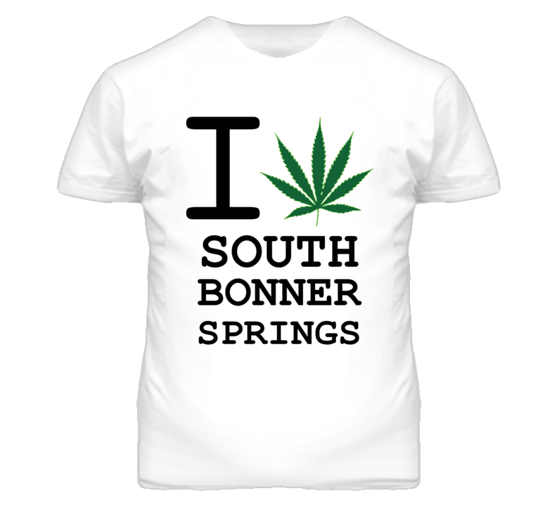 South Bonner Springs Kansas I Heart Love Weed Marijuana Green T Shirt