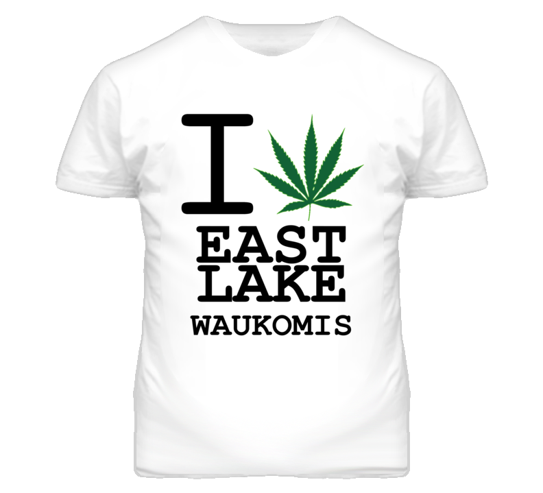 East Lake Waukomis Missouri I Heart Love Weed Marijuana Green T Shirt