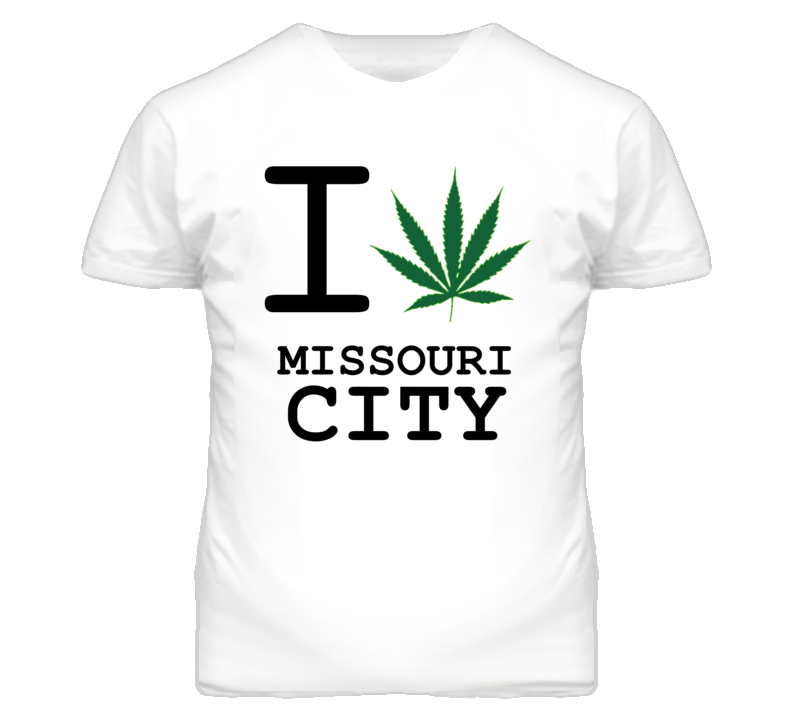 Missouri City Missouri I Heart Love Weed Marijuana Green T Shirt