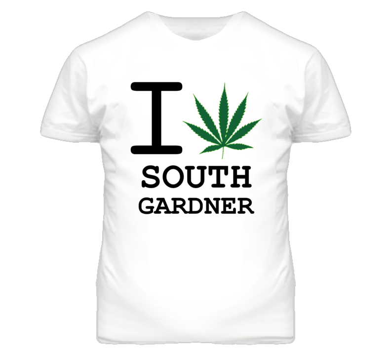 South Gardner Kansas I Heart Love Weed Marijuana Green T Shirt