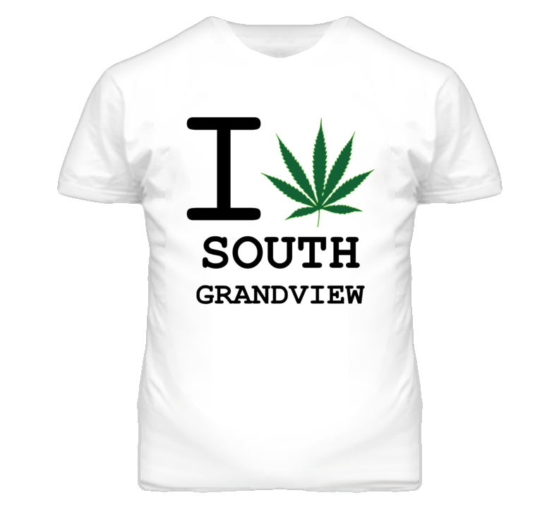 South Grandview Missouri I Heart Love Weed Marijuana Green T Shirt