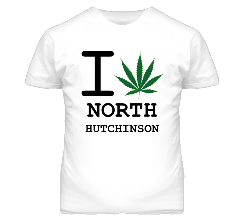 North Hutchinson Kansas I Heart Love Weed Marijuana Green T Shirt