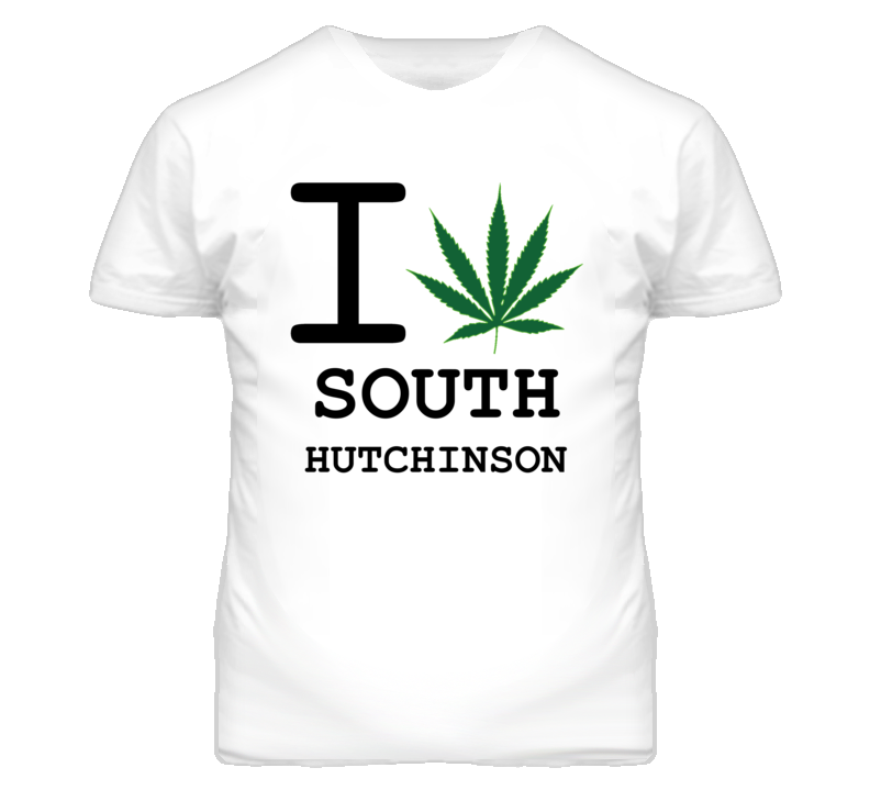 South Hutchinson Kansas I Heart Love Weed Marijuana Green T Shirt