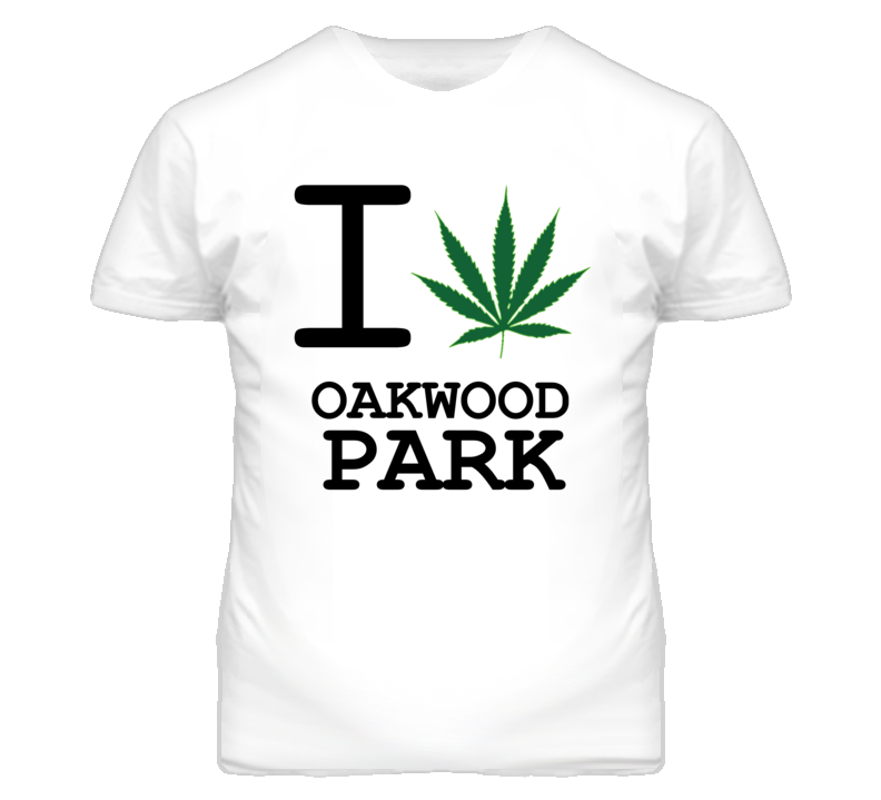 Oakwood Park Missouri I Heart Love Weed Marijuana Green T Shirt
