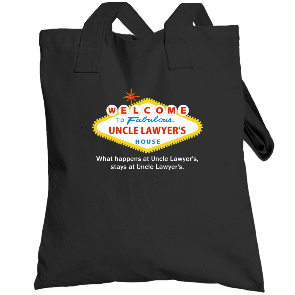 What Happens At Uncle Lawyer House Las Vegas Parody Party Totebag
