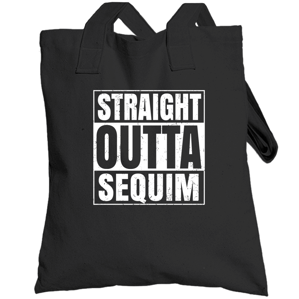 Straight Outta Sequim Washington City Compton Parody Grunge Totebag