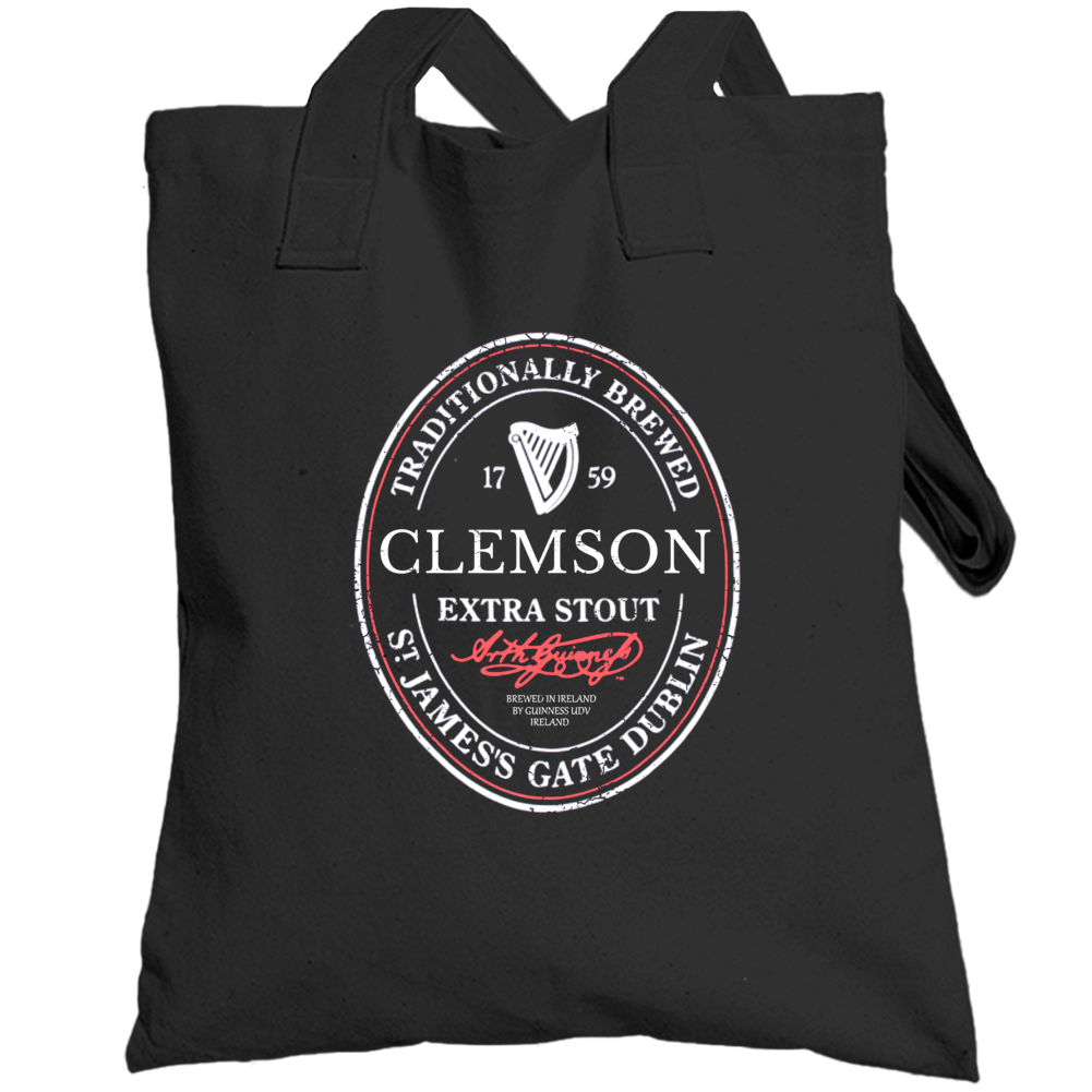 Clemson Irish Beer Label St Patricks Day Guinness Parody Grunge Toteba Clemson Irish Beer Label St Patricks Day Guinness Parody Grunge Toteba