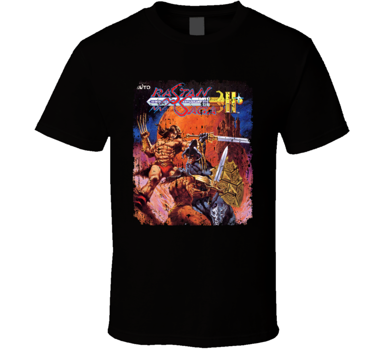Rastan Saga 2 Nastar Retro Video Game Cover Art Distressed T Shirt Rastan Saga 2 Nastar Retro Video Game Cover Art Distressed T Shirt