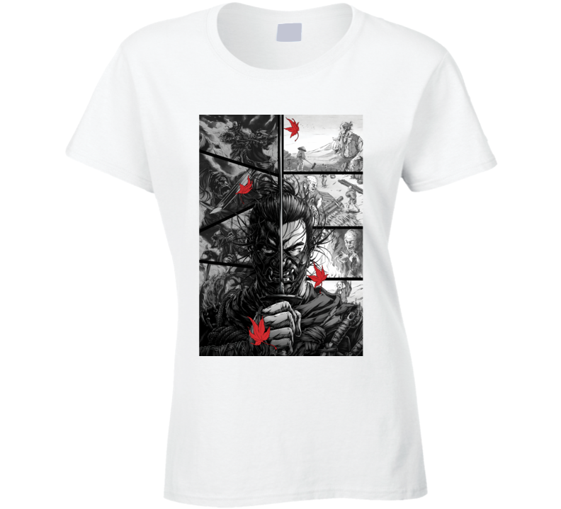 Ghost Of Tsushima Video Game Comic Page Art Ladies T Shirt Ghost Of Tsushima Video Game Comic Page Art Ladies T Shirt