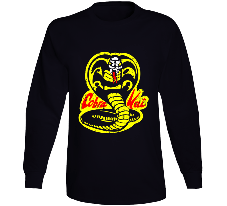 Cobra Kai Karate Kid Tv Show Movie Logo Aged Long Sleeve T Shirt Cobra Kai Karate Kid Tv Show Movie Logo Aged Long Sleeve T Shirt