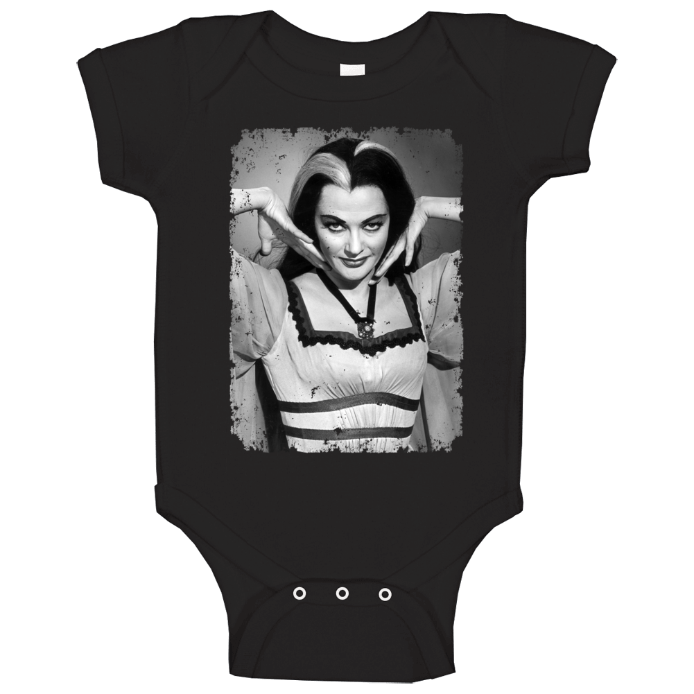 Lily Munster Distressed Photo Munsters Cult Tv Show Baby One Piece Lily Munster Distressed Photo Munsters Cult Tv Show Baby One Piece