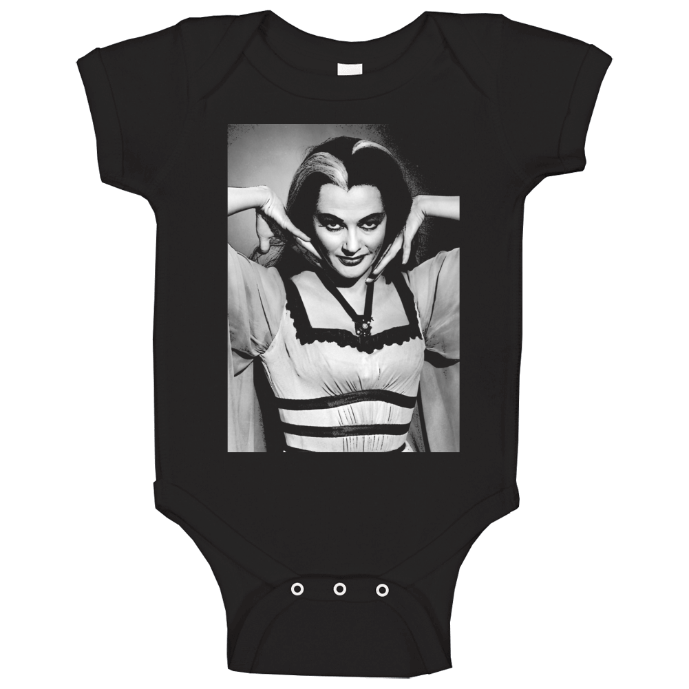 Lily Munster Art Photo Munsters Cult Tv Show Black Baby One Piece Lily Munster Art Photo Munsters Cult Tv Show Black Baby One Piece
